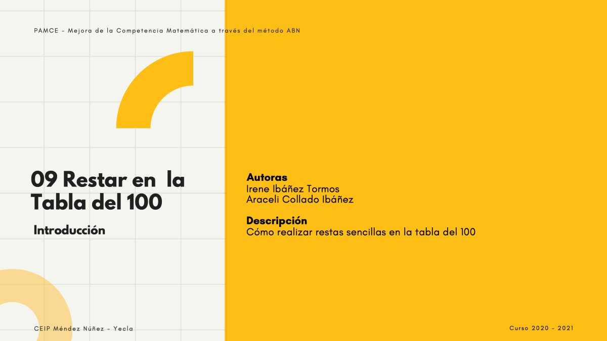 09 Restar en  la Tabla del&nbsp;100