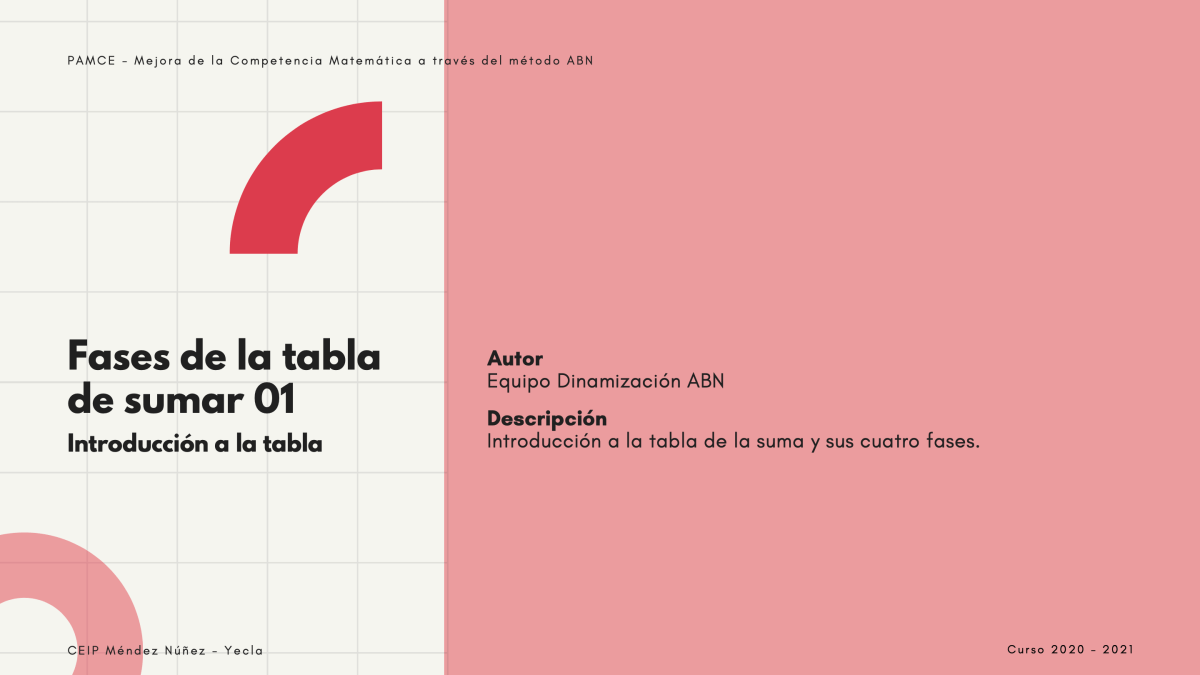 01 Introducción a la tabla de la&nbsp;suma