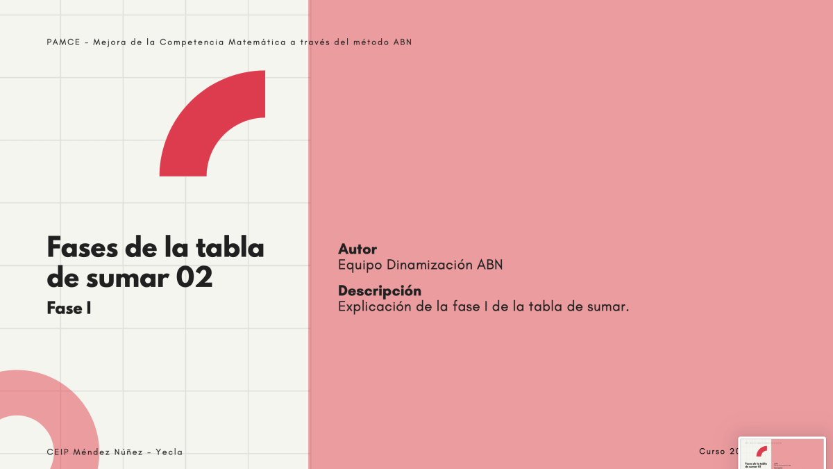 02 Fase I de la tabla de&nbsp;sumar