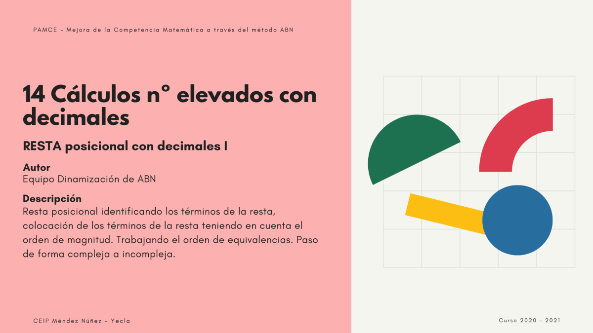 14. Resta posicional con decimales&nbsp;I